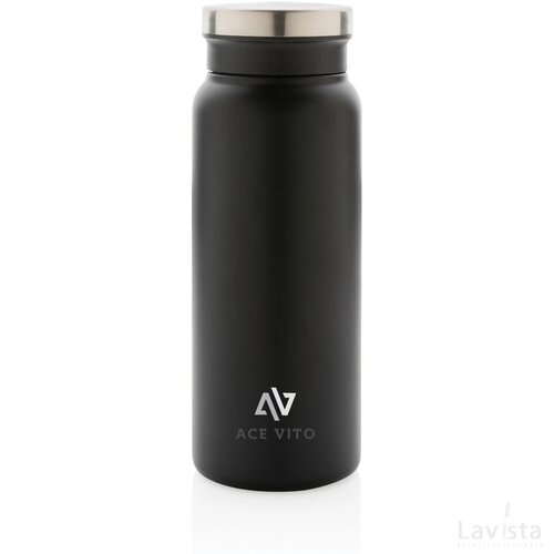RCS gerecycled roestvrijstalen vacuümfles 600ML zwart, zwart