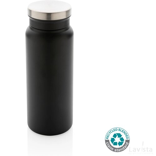 RCS gerecycled roestvrijstalen vacuümfles 600ML zwart, zwart