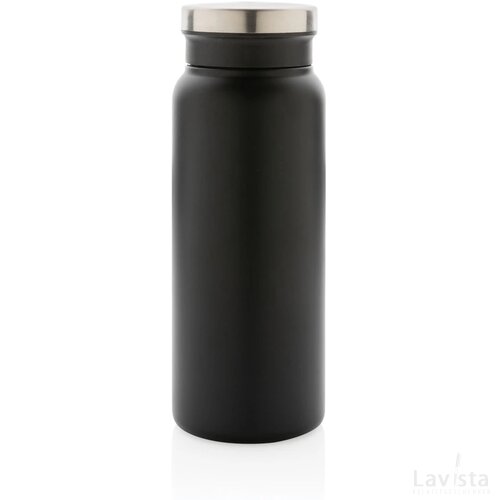 RCS gerecycled roestvrijstalen vacuümfles 600ML zwart, zwart
