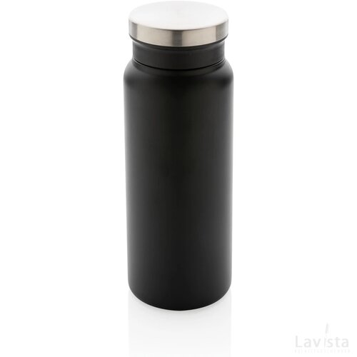 RCS gerecycled roestvrijstalen vacuümfles 600ML zwart, zwart