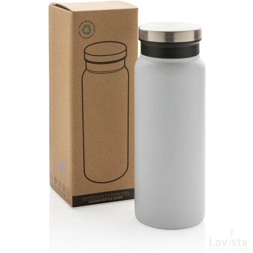 RCS gerecycled roestvrijstalen vacuümfles 600ML wit