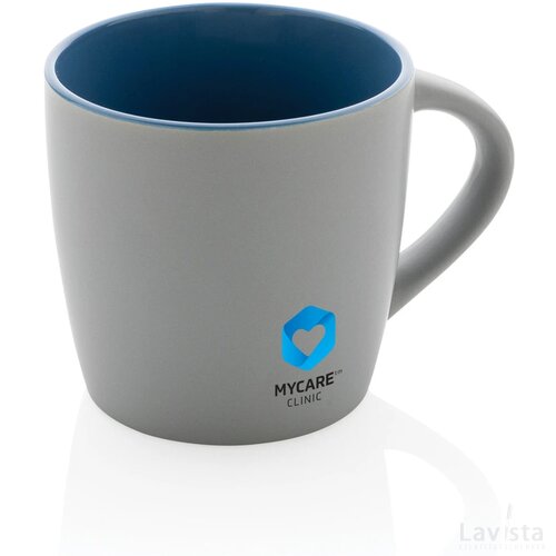 Keramische mok met gekleurde binnenkant 300 ml blauw, grijs