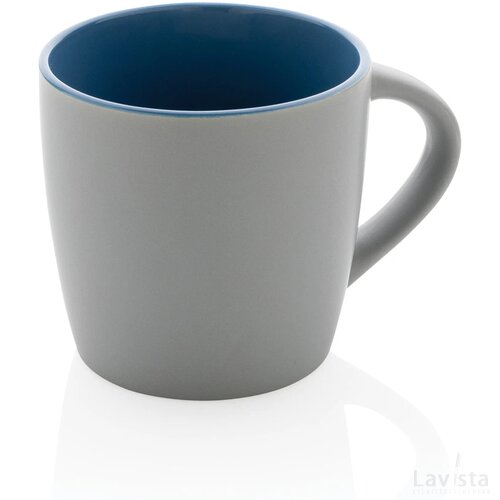 Keramische mok met gekleurde binnenkant 300 ml blauw, grijs