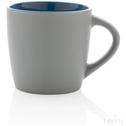 Keramische mok met gekleurde binnenkant 300 ml blauw, grijs