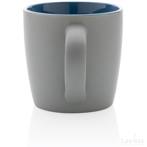 Keramische mok met gekleurde binnenkant 300 ml blauw, grijs