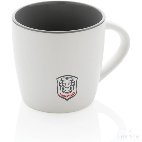 Keramische mok met gekleurde binnenkant 300 ml wit, grijs