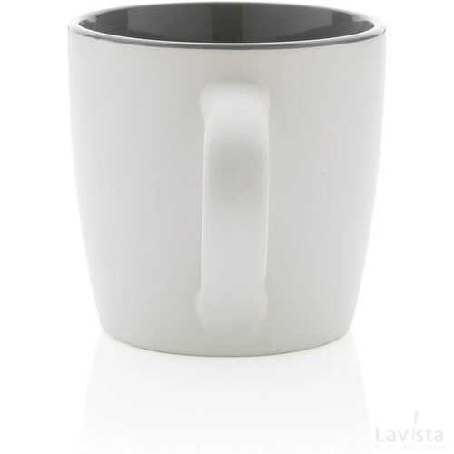 Keramische mok met gekleurde binnenkant 300 ml wit, grijs