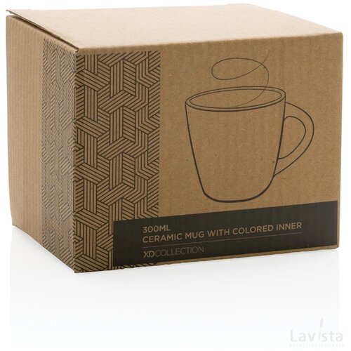 Keramische mok met gekleurde binnenkant 300 ml grijs, wit