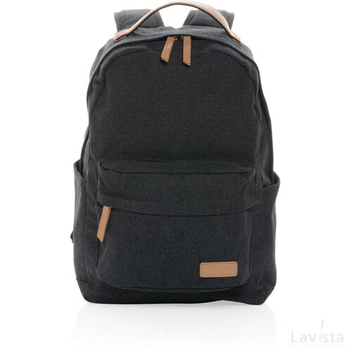 Impact AWARE™ 16 oz. recycled canvas laptop rugzak zwart