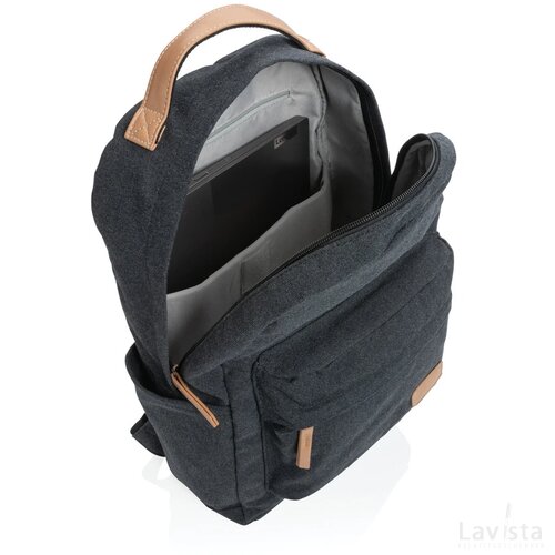 Impact AWARE™ 16 oz. recycled canvas laptop rugzak zwart