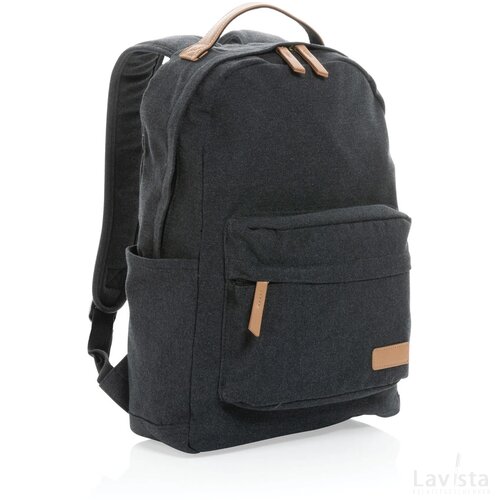 Impact AWARE™ 16 oz. recycled canvas laptop rugzak zwart