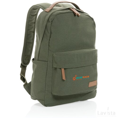 Impact AWARE™ 16 oz. recycled canvas laptop rugzak groen