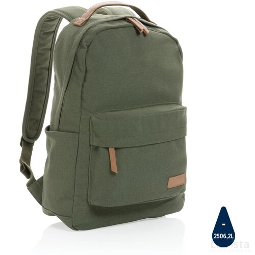 Impact AWARE™ 16 oz. recycled canvas laptop rugzak groen