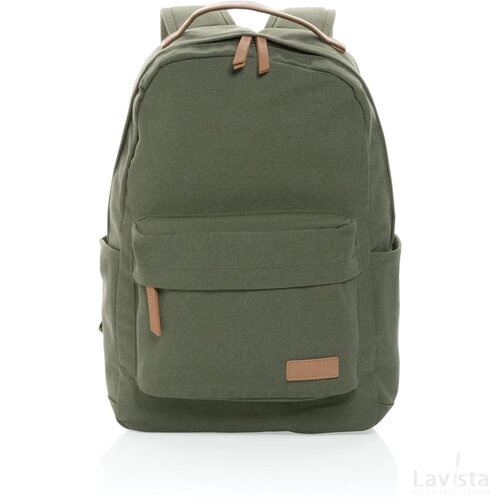 Impact AWARE™ 16 oz. recycled canvas laptop rugzak groen