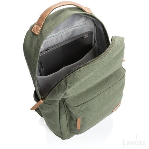 Impact AWARE™ 16 oz. recycled canvas laptop rugzak groen