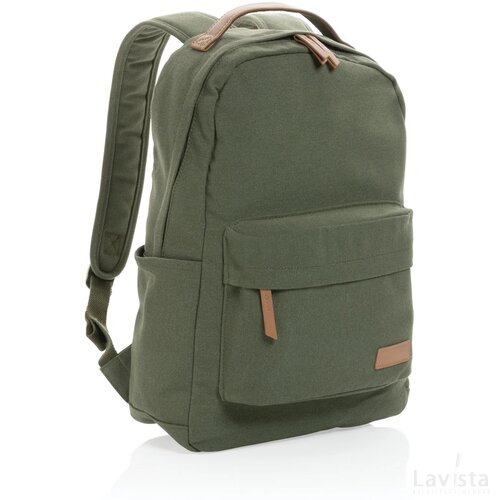 Impact AWARE™ 16 oz. recycled canvas laptop rugzak groen