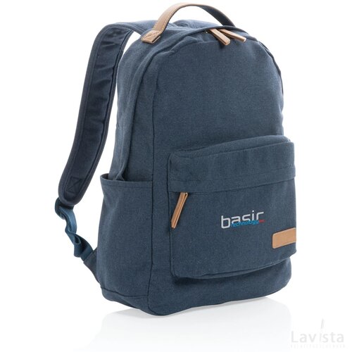 Impact AWARE™ 16 oz. recycled canvas laptop rugzak blauw