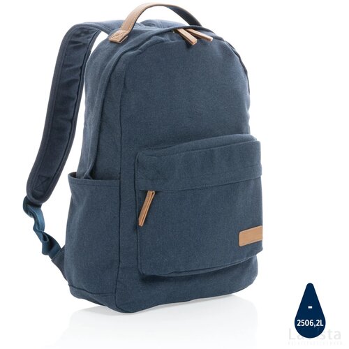 Impact AWARE™ 16 oz. recycled canvas laptop rugzak blauw