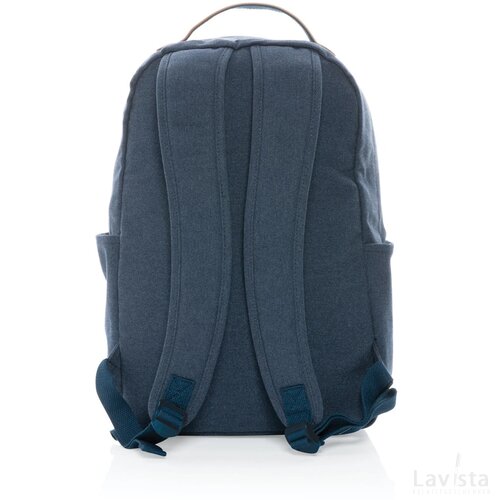 Impact AWARE™ 16 oz. recycled canvas laptop rugzak blauw
