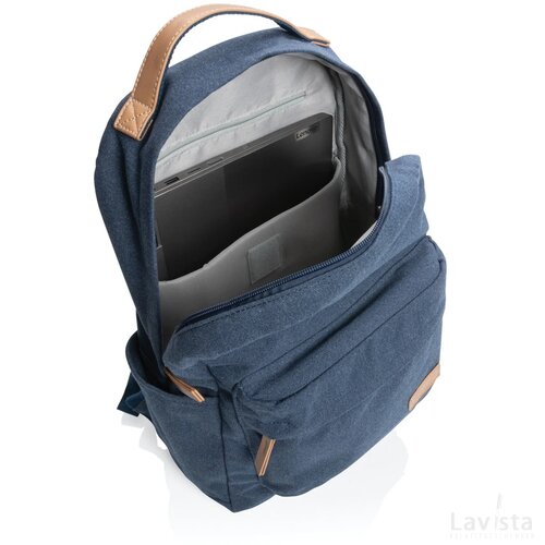 Impact AWARE™ 16 oz. recycled canvas laptop rugzak blauw