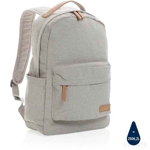 Impact AWARE™ 16 oz. recycled canvas laptop rugzak grijs