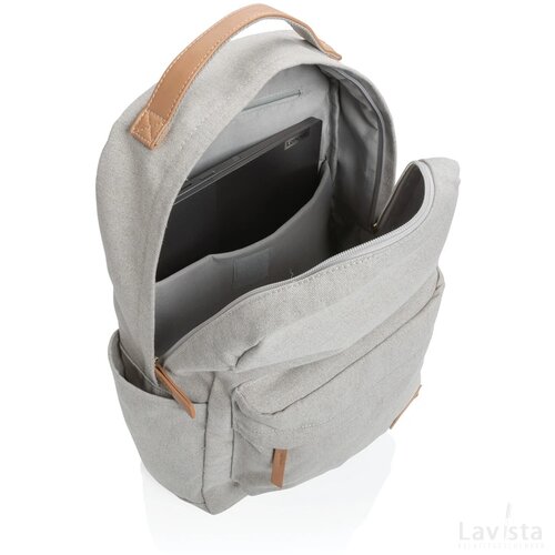 Impact AWARE™ 16 oz. recycled canvas laptop rugzak grijs