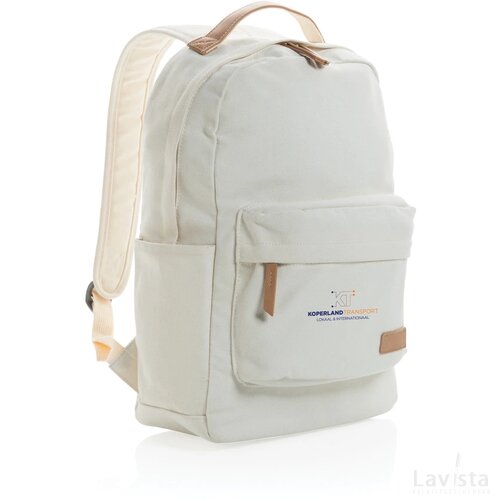 Impact AWARE™ 16 oz. recycled canvas laptop rugzak gebroken wit