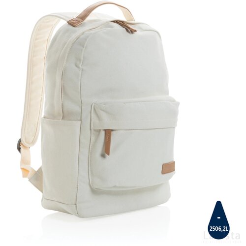 Impact AWARE™ 16 oz. recycled canvas laptop rugzak gebroken wit