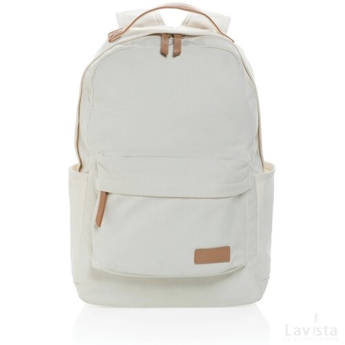 Impact AWARE™ 16 oz. recycled canvas laptop rugzak gebroken wit