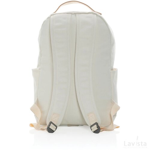 Impact AWARE™ 16 oz. recycled canvas laptop rugzak gebroken wit
