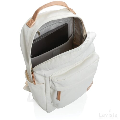 Impact AWARE™ 16 oz. recycled canvas laptop rugzak gebroken wit