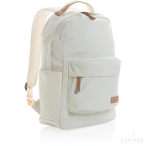Impact AWARE™ 16 oz. recycled canvas laptop rugzak gebroken wit