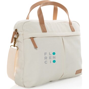 Impact AWARE™ 16 oz. recycled canvas laptoptas gebroken wit