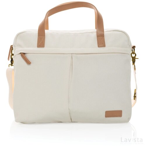 Impact AWARE™ 16 oz. recycled canvas laptoptas gebroken wit