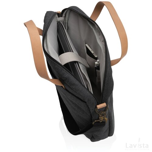 Impact AWARE™ 16 oz. recycled canvas laptoptas zwart
