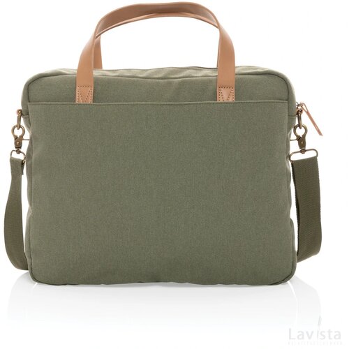 Impact AWARE™ 16 oz. recycled canvas laptoptas groen