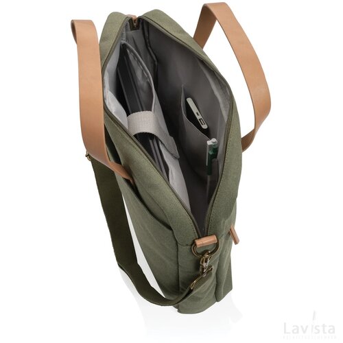 Impact AWARE™ 16 oz. recycled canvas laptoptas groen