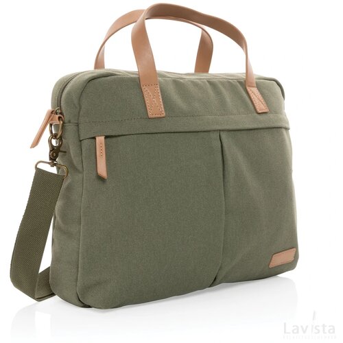 Impact AWARE™ 16 oz. recycled canvas laptoptas groen