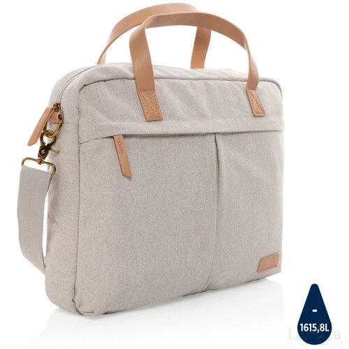 Impact AWARE™ 16 oz. recycled canvas laptoptas grijs
