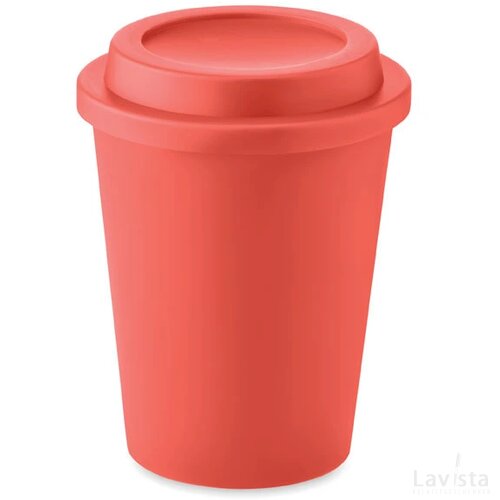 Dubbelwandige beker pp 300 ml Sora rood