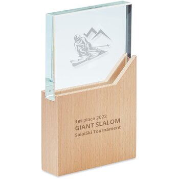 Kristallen trofee op houten basis Bruin