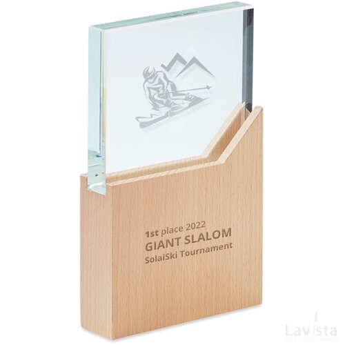 Kristallen trofee op houten basis Bruin