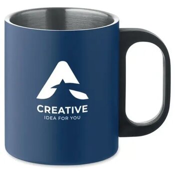 Dubbelwandige RVS mok Kobaltblauw Dubbelwandige RVS mok Kobaltblauw