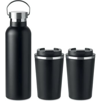 Rvs dubbelwandige drink set Helsinki set zwart