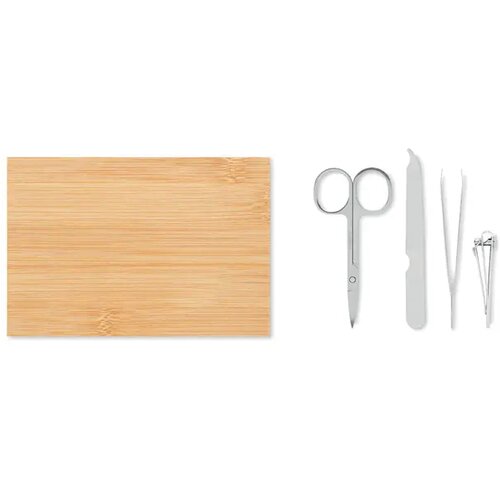 Manicure set in bamboe etui (4-delig) Bruin