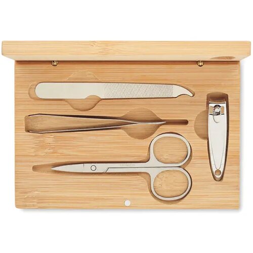 Manicure set in bamboe etui (4-delig) Bruin
