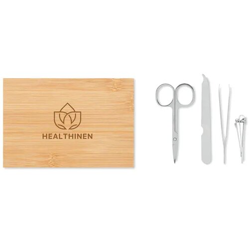 Manicure set in bamboe etui (4-delig) Bruin