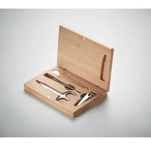 Manicure set in bamboe etui (4-delig) Bruin