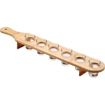 Set van 6 borrelglaasjes In a raw hout