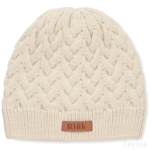 Kabelgebreide muts Beige
